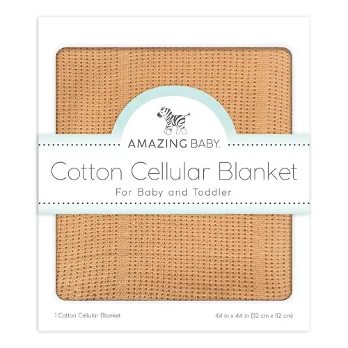 Amazing Baby Cellular Blanket, Premium Cotton Knit, Ultra Soft, Breathable, Cozy Gift for Baby Boys and Girls, Favorite Toddler Blanket, 44 x 44 inches (112 x 112 cm), Butterum