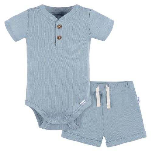 Gerber Baby Boys' 2-pack Bodysuit And Shorts Set, Blue, 18 Months