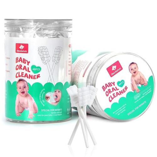 Dearlomum Baby Tongue Cleaner, Newborn Toothbrush, 96PCS Disposable Infant Toothbrushes, Gauze Gum Cleaner Toothbrush Baby Oral Cleaning Stick Dental Care for 0-36 Months