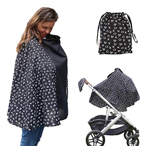 Milky Chic Nursing and Breastfeeding Poncho - Patent Pending 360 Full Coverage Wired Nursing Cover and Apron - Breathable, Soft Cotton - Carseat, Stroller Canopy - Multifunctional Baby Shower Gifts