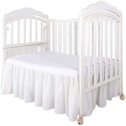 Crib Bed Skirt Split Corner,Dust Ruffle 100% Cotton Nursery Crib Toddler Bedding Skirt for Baby Boys or Girls, Ruffled 14" Drop White Solid