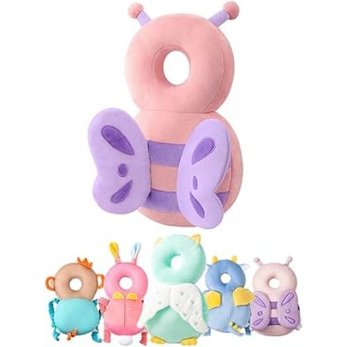 Baby Head Protector, Toddlers Head Safety Pad Cushion, Adjustable Toddlers Head Safety Pad Cushion Backpack, Baby Back Protection for Crawling & Walking, for Age 4-24Months (Pink)