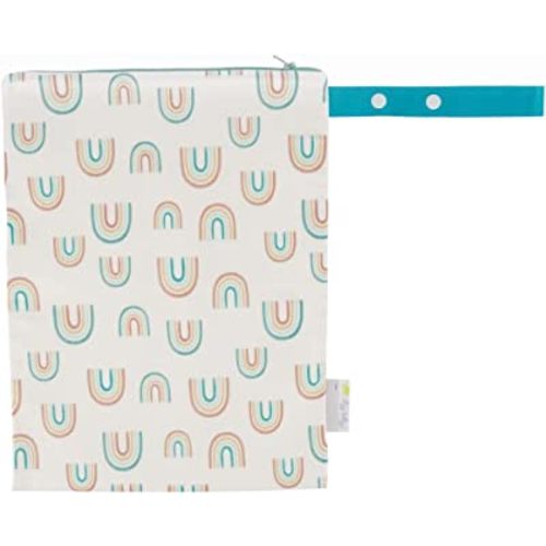 Itzy Ritzy Sealed Wet Bag with Adjustable Handle – Washable and Reusable Wet Bag with Water Resistant Lining Ideal for Swimwear, Diapers, Gym Clothes & Toiletries; Measures 11” x 14”, Over The Rainbow