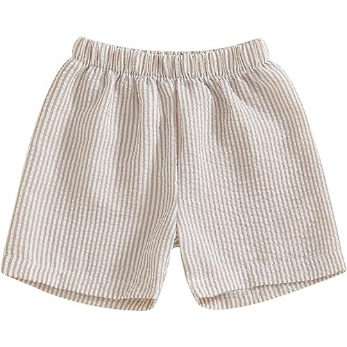 Toddler Baby Boy Girl Shorts Summer Casual Elastic Waist Striped Shorts Pants Boxer Bottoms