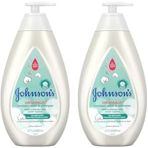 Johnson's Baby CottonTouch Newborn Baby Wash & Shampoo with No More Tears, 27.1 Fl Oz (Pack of 2)