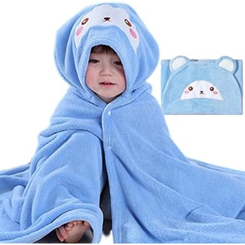 Toddler Baby Bath Towels with Hood 27.5"X55" Soft Hooded Bath Towel Ultra Absorbent Bath Towel for Newborn Boys Girls, Babies, Toddlers and Kids Shower Towel Gifts (Blue)