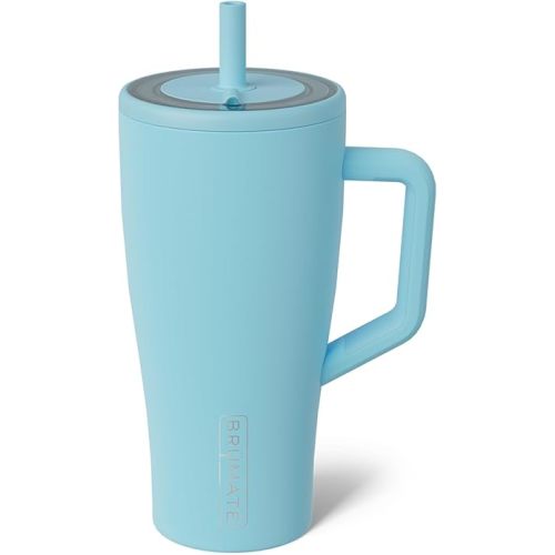 BrüMate Era 30 oz Tumbler with Handle & Straw | 100% Leakproof Insulated Water Bottle Tumbler with Lid & Flexible SoftSip Straw | Made of Stainless Steel | Cup Holder Friendly | 30oz (Glacier)