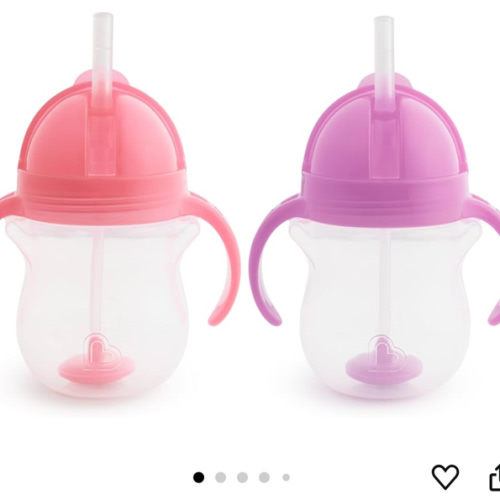 Amazon.com: Munchkin Any Angle Sippy Cup for Toddlers, Weighted Straw Trainer Cup with Click Lock Lid, 7 Ounce, 2 Pack, Pink/Purple