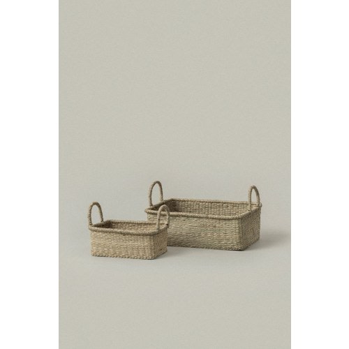Set of 2 Lima Rectangular Seagrass Basket With Handles