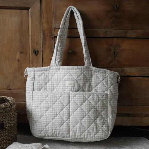 Quilted Diaper Bag | Beige Gingham