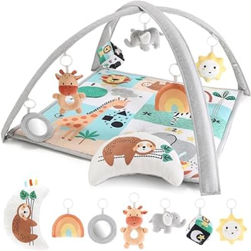 The Peanutshell 7 in 1 Baby Play Gym, Activity Center and Tummy Time Mat, Safari