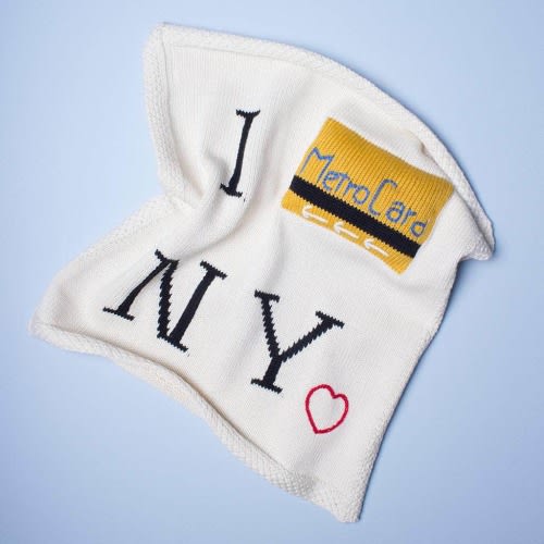 Organic Baby Lovey Blanket - New York Metro Card 14" x 14"