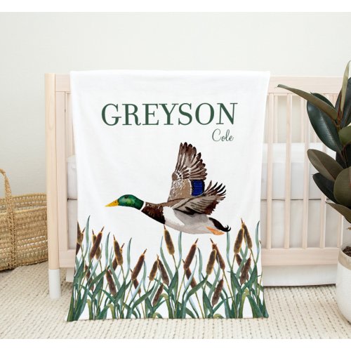 Personalized Mallard Duck Name Baby Blanket, Name Baby Blanket, Duck Baby Gift, Mallard Hunting Baby, Duck Shoot Blanket, Duck Boy Nursery