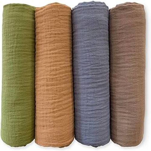 Cotton Muslin Swaddle Blankets, Set of 4 (Wilderness)