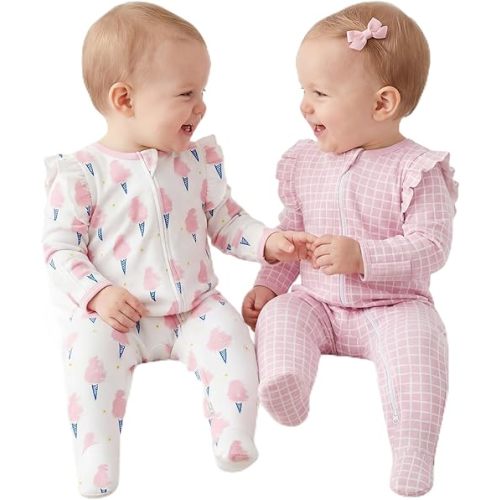 Yoofoss Baby Sleepers Baby Girl Clothes 100% Cotton Pajamas for Newborn 0-3 3-6 6-9 Months Sleep and Play Pjs