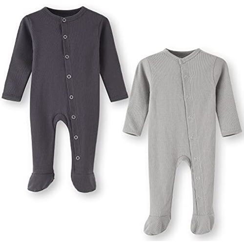 ACESTAR Newborn Baby Footed Pajamas with Mitten Cuffs - Cotton Snap-Up Baby Sleepers for Sleep and Play Footies 0-12 Months