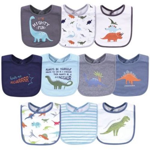 Hudson Baby Infant Boy Cotton Bibs, Dino, One Size