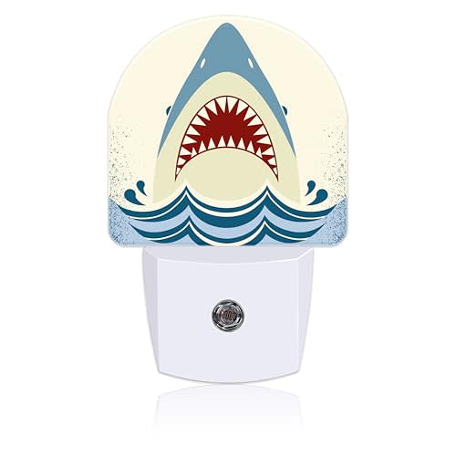 Uiaoiais Cartoon Shark Teeth Night Light for Kids, LED Night Light Plug into Wall with Dusk to Dawn Sensor for Girls Boys Women Men Room Decor, Hallway, Kitchen, Bathroom, Nursery, Stairs