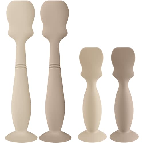 4 Pack Baby Diaper Cream Brush, Diaper Cream Spatula Applicator Silicone Baby Butt Paste Spatula for Babies, Newborn, 2 x Large Size, 2 x Small Size (2 x Natural, 2 x Sand)