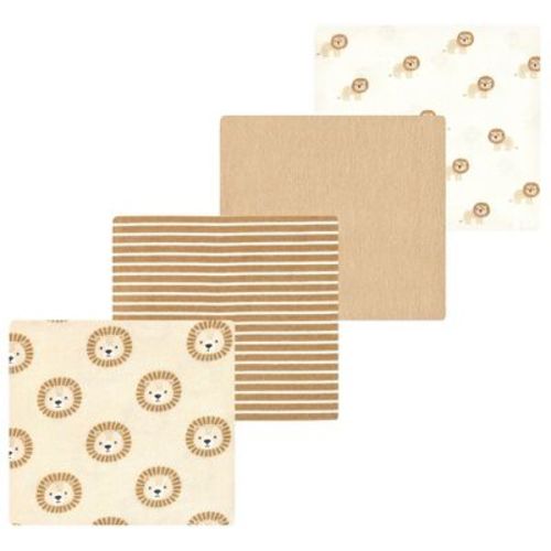 Luvable Friends Hudson Baby Flannel Receiving Blankets 4pk, Safari Lion