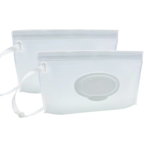 Portable Refillable Wet Wipe Pouch, Reusable Travel Wipes Holder & Case, Lightweight Flushable Diaper Wipes Container for Baby (Clear)