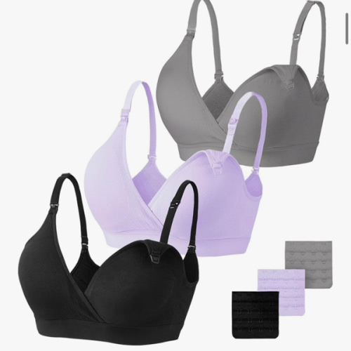 Vinfact 3 Pack Nursing Bras for Breastfeeding Seamless V Neck Maternity Bra Women Pregnancy Breastfeeding Bra