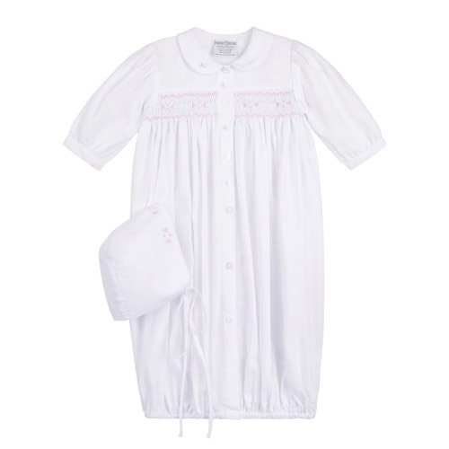 Preemie Girls Smocked Bud Take Me Home Gown With Bonnet