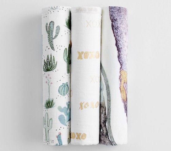 Pottery Barn Kids Watercolor Muslin Swaddle Set