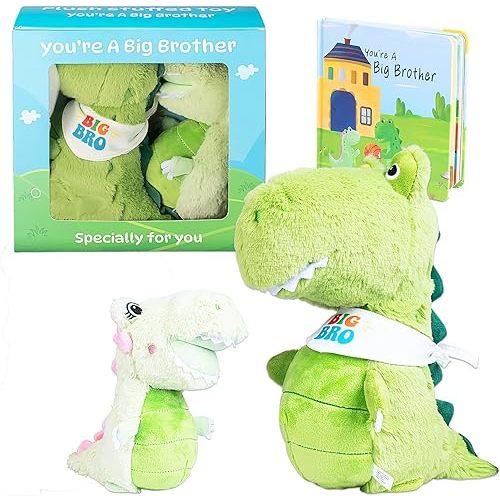 Big Brother Gift for Boy for Older Siblings of New Baby Includes Plush Dinosaur with Storybook, Ideal Birthday & Special Occasion Gift for Boys (Big Brother/Little Sister)