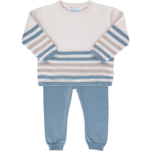 Stripe Cotton Sweater & Pants Set, 6M