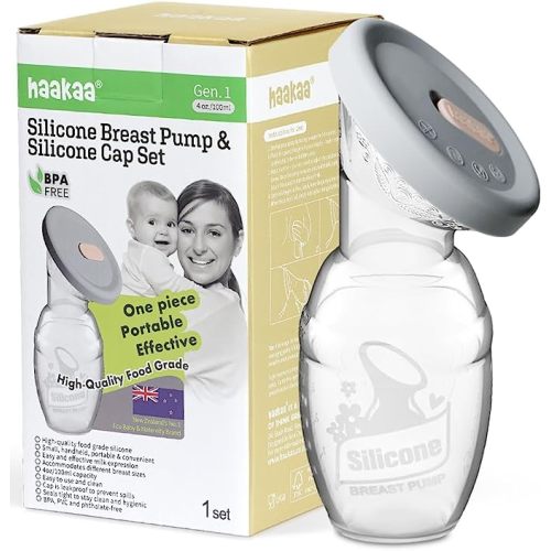 haakaa Manual Breast Pump Breastfeeding Pump with Food Silicone Cap 4oz/100ml
