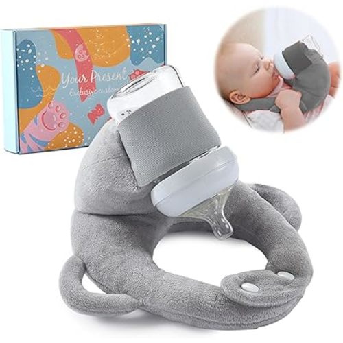 Baby Bottle Holder,Self Feeding Support Pad for Hands Free Bottle Feeding,Drying Rack Bottle (Grey)