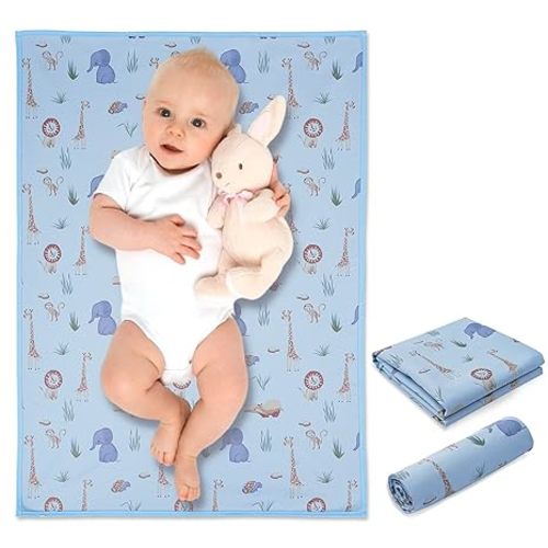 Vegan Leather Baby Changing Mat - Wipeable Portable Changing Pad, Foldable Travel Changing Mat for Baby, Newborns Toddlers Shower Gifts (Animal,20"*28")