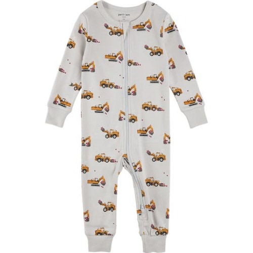 Valentine Hearts Construction Print Organic Cotton Fitted One-Piece Pajamas, 6M