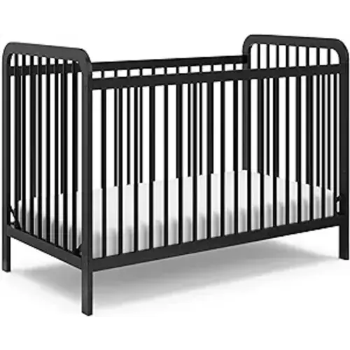 Storkcraft Pasadena 3-in-1 Convertible Crib – GREENGUARD Gold Certified, 100% Solid Wood, Fits Standard Crib Mattress, Converts to Toddler Bed and Daybed, 4 Mattress Heights (Black)
