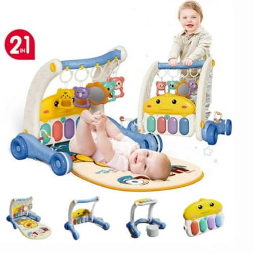 WYAJU Tummy Time 4-in-1 Baby Activity Gym Mat with Learning Walker, Kick and Play Piano Gym, 1 Count