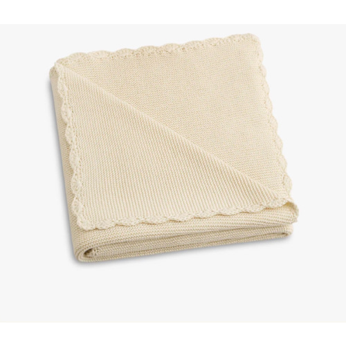 Cotton Knit Baby Blanket - Ivory | Gooselings