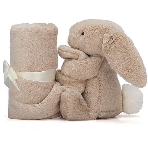 Jellycat Bashful Beige Bunny Soother, 13.5 inches - Security Blanket & Lovey for Babies - Baby Gift
