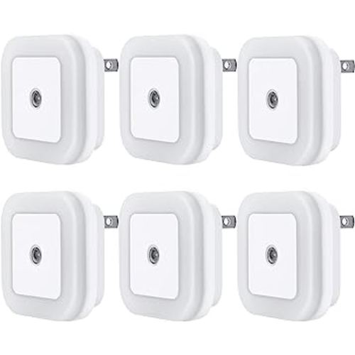 Uigos LED Night Light Lamp with Smart Sensor Dusk to Dawn Sensor, Daylight White, 0.5W Plug-in, 6-Pack