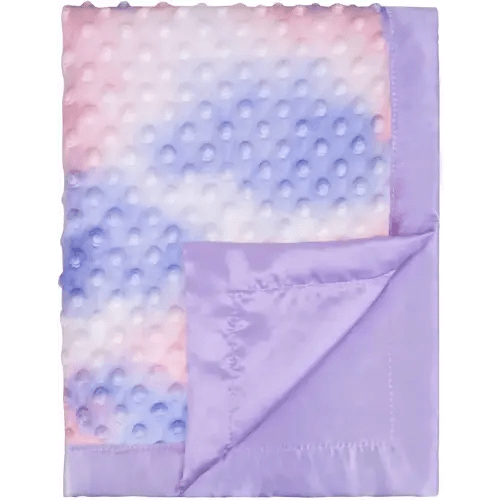 Silky Satin Baby Blanket for Girls Unique Tie Dye Minky Fabric with Soft Luxury Silk Silky Backing Toddlers Blanket for Sleeping Nursery Travel Decoration Purple 30 x 40 Inch