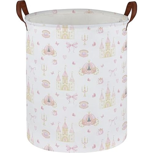 Kids Laundry Hamper Kids Dirty Clothes Hamper Collapsible Waterproof Toys Storage Bin Boys and Girls Hampers Princess Room Decor Gift Baskets(Cute Princess)