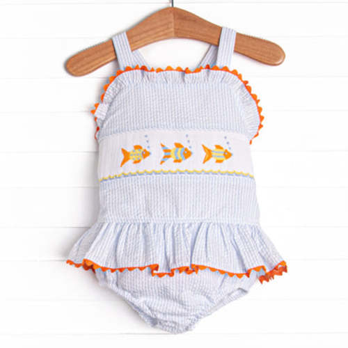 School of Fish Smocked One Piece, Blue – Stitchy Fish