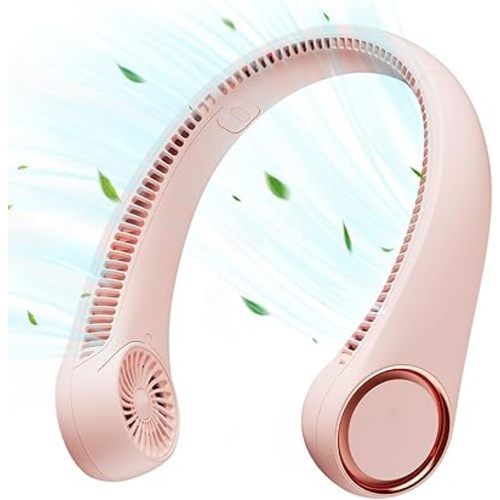 Gaiatop Portable Neck Fan, 360° Cooling, 72 Air Outlet, Lightweight Hands Free 3 Speeds 4000mAh USB Rechargeable Mini Personal Bladeless Fans, Wearable Birthday Gift for Men Women Pink
