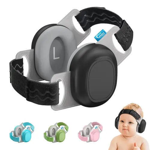Bella's Friends Baby Ear Muffs for Noise Protection - Comfy&Adjustable 24dB Noise Cancelling Headphones for Infants&Toddlers(3–48 Months) - Compact & Easy to Store - Baby Travel Essentials,Black