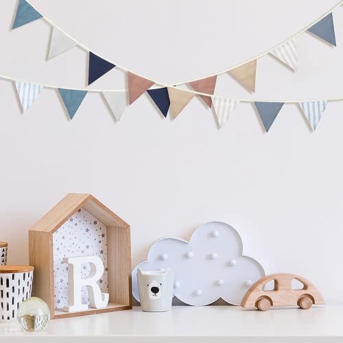 17 ft Pennant Banner Flags 2 Pcs Boho Nursery Garland Triangle Bunting Banners Flags Double Side Baby Nursery Decoration for Boy Girl Toddler Room Baby Shower Birthday Wedding Party