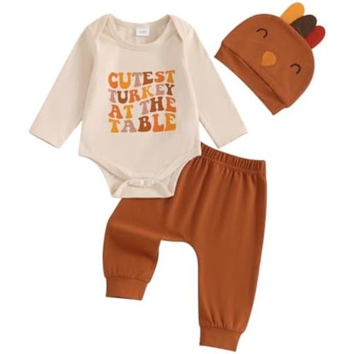 My First Thanksgiving Baby Boy Outfit Infant Little Turkey Onesie Plaid Pants Newborn 1st Thanksgiving Outfits