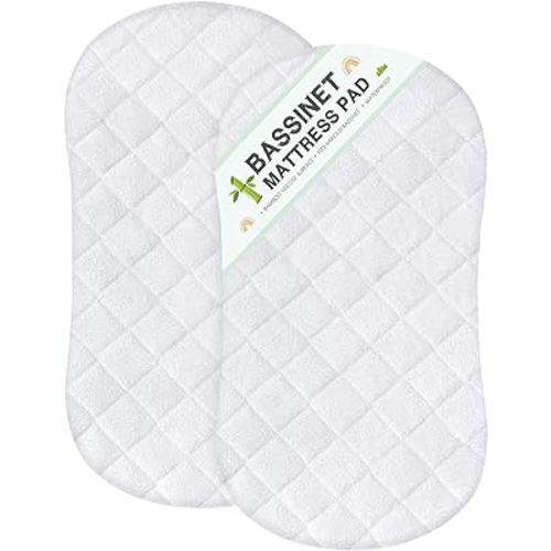 Bassinet Mattress Protector, Universal Fit for Halo Bassinest Swivel and Hourglass/Oval Bassinet Mattress, Ultra Soft Waterproof and Breathable, Viscose Made from Bamboo Surface, 2 Pack