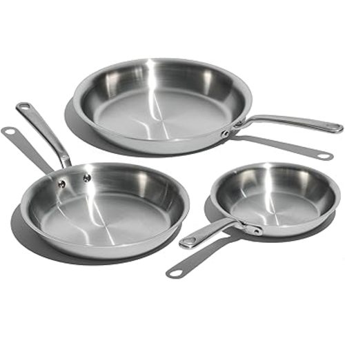 Made In Cookware - 3-Piece (Includes 8",10",12") Stainless Frying Pan Set - 5 Ply Stainless Clad - Professional Cookware - Crafted in Italy - Induction Compatible