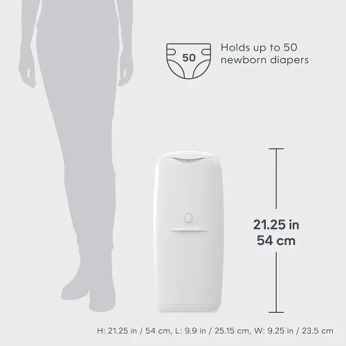 Diaper Genie Compact Pail Includes 1 Starter Square Refill (165 Count) and 1 Jumbo Square Refill (810 Count)
