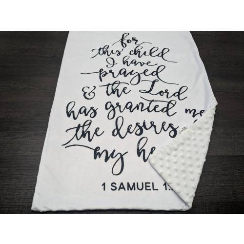 Baby Bible Verse Blanket, Baptism Baby Gift, Christening Baby Gift, I Samuel 1:27 Gender Neutral Baby Blanket, Heirloom Baby Blanket Neutral